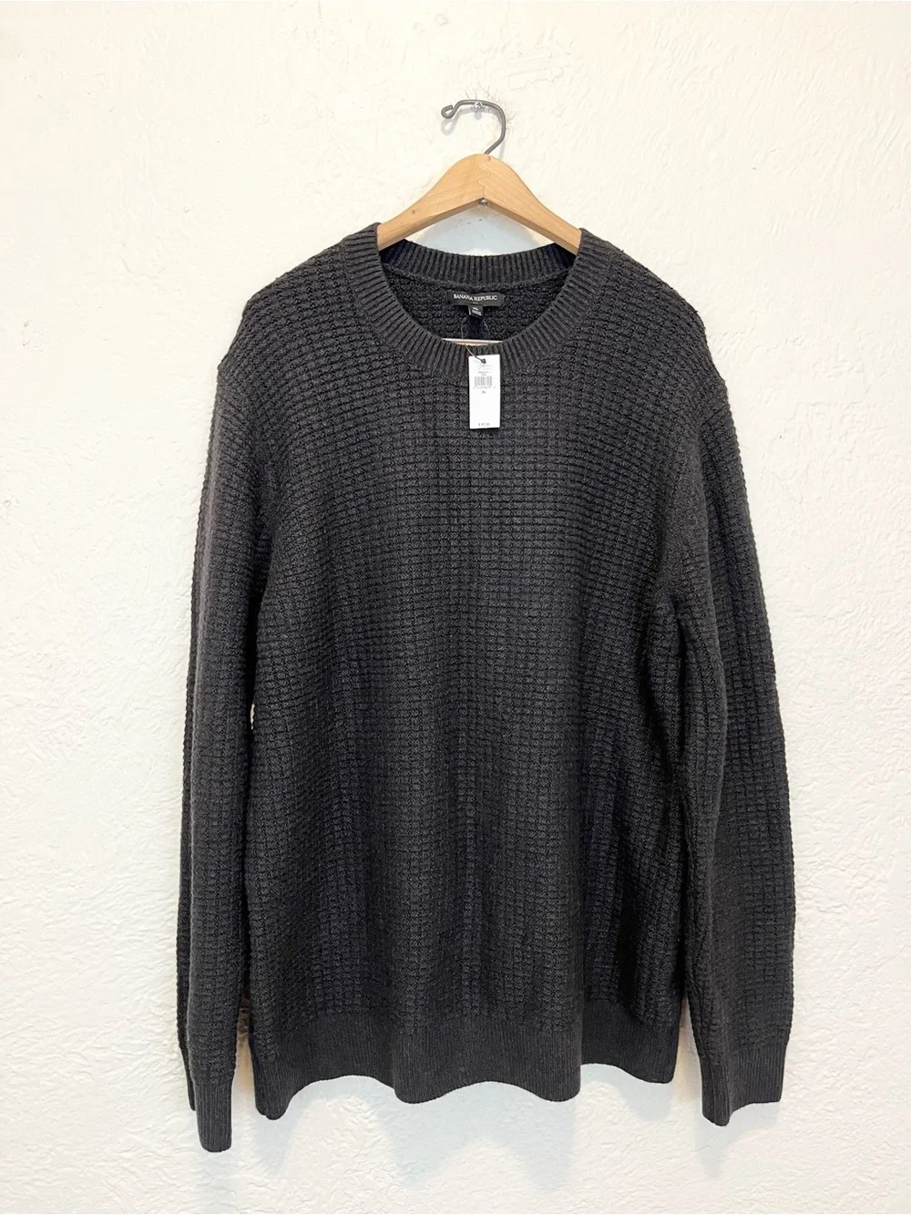 Banana Republic Men's Sweater Waffle Textured Brown Taupe XL